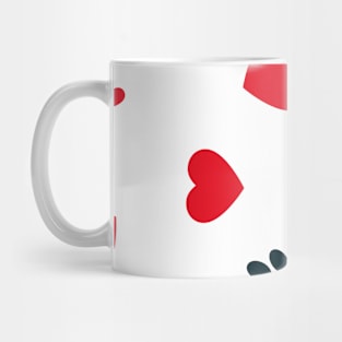 Dog Paw Red Hearts Art Mug